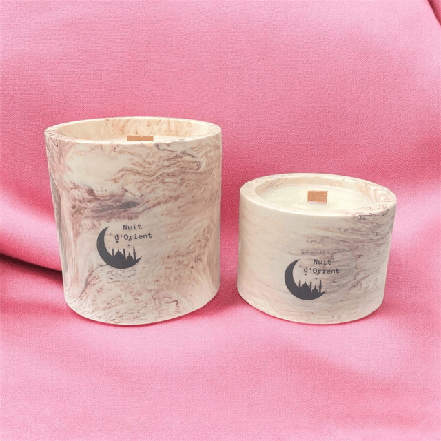  Bougie artisanale parfumée " Nuit d'Orient " / contenant en jesmonite