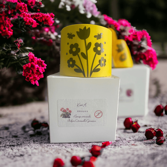 Bougie parfumée "Citronnelle et Géranium" - Soirées d'été tranquilles"